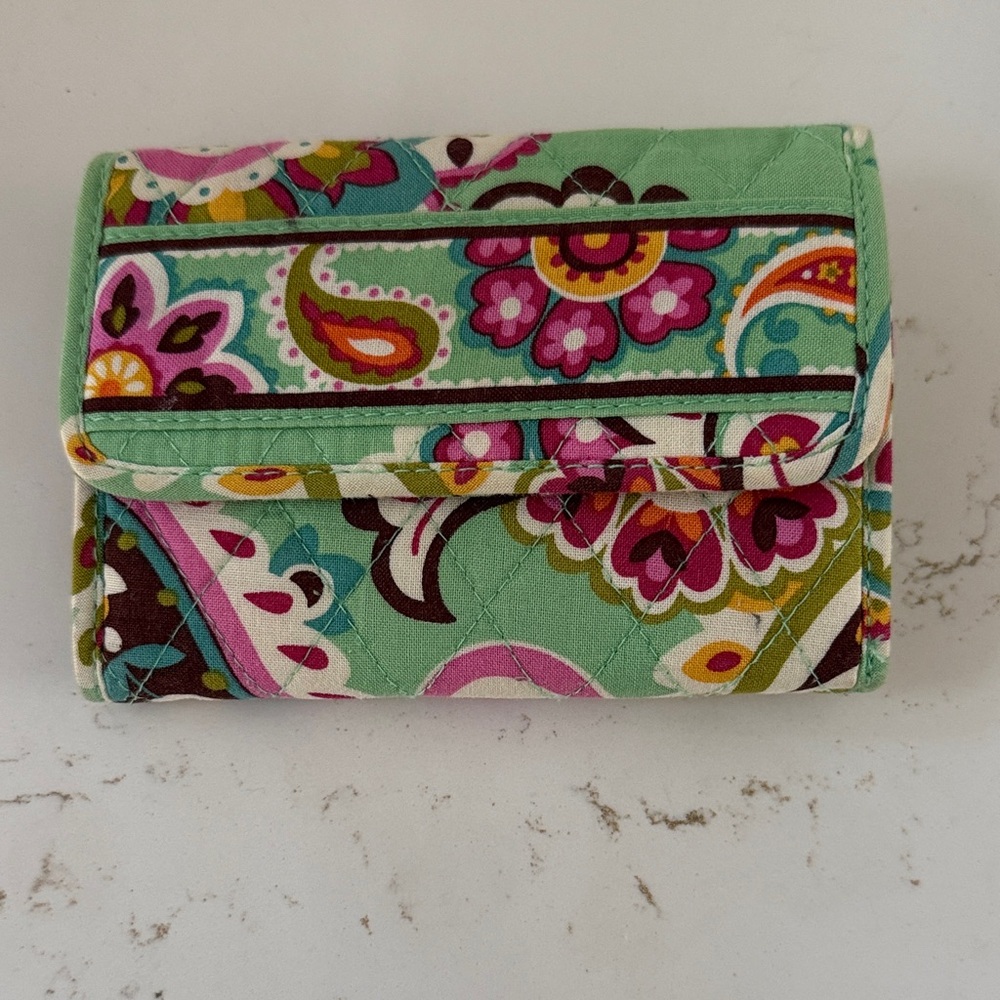 Vera Bradley Green and Pink Floral Wallet